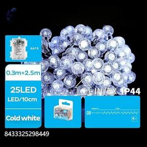 Guirlande lumineuse de type bulle, piles 3AA, 2,5 m, blanc givré, idéale pour décorer les espaces et créer des ambiances chaleureuses. - Product Image 1