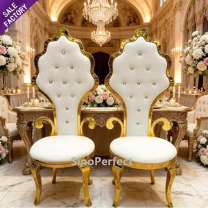 Luxury Bride and Groom Wedding <b>Chair</b> Gold Stainless Steel Wedding Throne Couples <b>Chair</b> Banquet Furniture For Wedding Party Event - Product Image 3