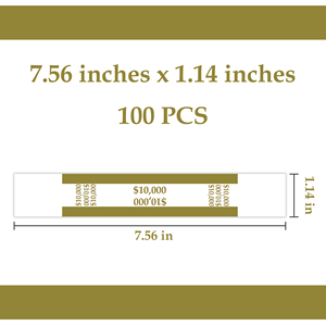 Correas para Billetes Codificadas por Colores ABA de 29x192mm, Color Dorado, con Denominación de $10000, para Bancos y Agrupación de Efectivo - Product Image 3