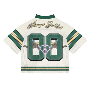 Op maat gemaakte bedrukte oversized mesh jersey unisex retro voetbal boxy cropped top jersey blank voetbal fashion t-shirts - Product Image 6