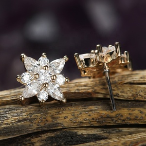 Bijoux de corps filetés Giometal China Marquise et RD Flower, en <span class=keywords><strong>or</strong></span> massif 14 carats, pour piercing hélix, pour mariage - Product Image 3