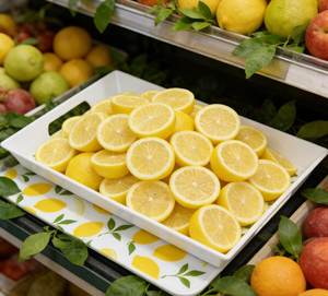 Plateau rectangulaire en mélamine de grande taille <span class=keywords><strong>pour</strong></span> le petit-déjeuner, les collations et les tables basses, imprimé citron, 49,6*37,2 cm - Product Image 5