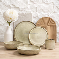Service de table en grès céramique JW China, 18 pièces, prix usine, assiettes et bols fantaisie, glaçure réactive effet pierre, pour 6 personnes
