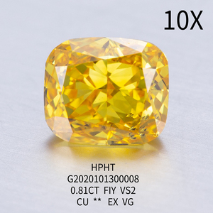 メッシ ジュエリー ラボで作られたダイヤモンド ファンシービビッドイエロー クッションカット HPHT CVD ラボグロウンダイヤモンド イエロー - Product Image 3