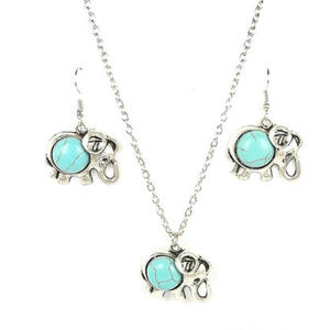 طقم مجوهرات هندي على شكل فيل، تصميم بوهيمي بسيط عتيق، مجوهرات تبتية بوهيمية مع الفيروز - Product Image 1