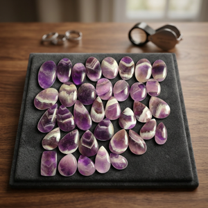 Cabochons en améthyste naturelle Chevron en gros, quartz violet rayé, pierre précieuse Dogtooth à dos plat, pierre lâche pour bijoux - Product Image 2