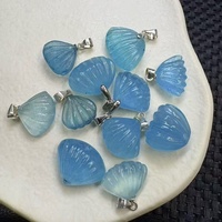 Pendentif en argent sterling 925 avec coquille d'aquamarine naturelle, pierre de guérison des chakras spirituels, pour lutter contre le stress et l'anxiété