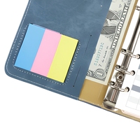 Portefeuille de budget en cuir PU bleu A6, carnet à feuilles mobiles, enveloppe pour argent, planificateur, classeur pour le bureau et la finance