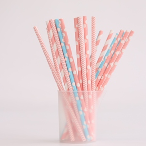 Pajita de papel para beber biodegradable Onda Rosa tira Rosa <span class=keywords><strong>lunares</strong></span> Rosa respetuosa con el medio ambiente - Product Image 1