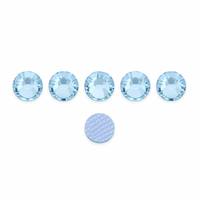 Strass en verre thermocollants écologiques bleu glace saphir cristallin scintillant pour application sur denim, en stock, livraison express
