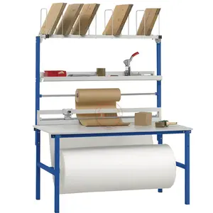 Warehouse pack station ecommerce packing table packing bench with packaging bubble roll