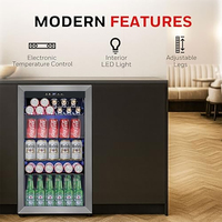 Refrigerador y Enfriador Comercial de Bebidas, Mini Nevera de 122 Latas con Puerta de Vidrio para Refrescos, Cerveza o Vino, para Oficina o Bar