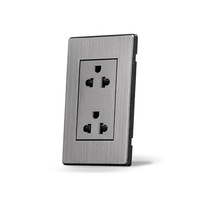 Prise électrique double en acier inoxydable 110V 220V, standard sud-américain, couleur grise, Thaïlande, 3 broches rondes