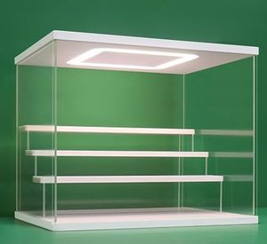 Soporte de vitrina acrílica, 2 estantes de escalera, protección transparente a prueba de polvo para coleccionables, figuritas en miniatura - Product Image 6
