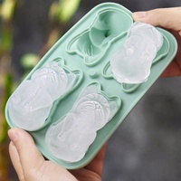 Moule à glaçons en silicone motif animal, sans BPA, grille à glaçons en silicone à 4 cavités, moule à crème glacée en silicone, bac à glaçons avec couvercle