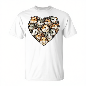 T-shirt unisexe pour adulte, col rond, manches courtes, impression numérique, motif cœur, pour les amoureux des hamsters syriens dorés - Product Image 2