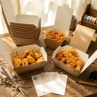 Bol en papier carré jetable personnalisé avec logo, compatible micro-ondes, en kraft épaissi, pour plats à emporter, pâtes, salades et traiteur
