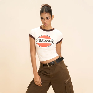 מותאם אישית באיכות גבוהה נשים יבול העליון ringer בד דפוס y2k התינוק t t חולצת טי סיטוני רזה מתאים cropped - Product Image 5