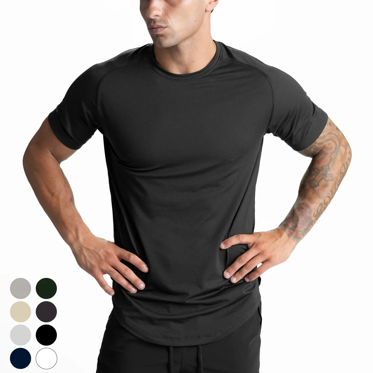 T-shirt uni à manches courtes et séchage rapide en polyester spandex ultra doux vierge personnalisé de taille américaine T-shirts de sport pour hommes