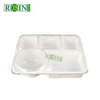 Boîte à Lunch Bento à emporter, 5 compartiments micro-ondes noir, coffre-fort jetable boîte en plastique, préparation de repas avec couvercle 1 pièce