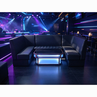 Meubles de restaurant de discothèque, canapé en cuir PU en forme de U personnalisé avec éclairage LED, table basse pour KTV, bar, salon, salle VIP