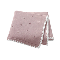 Mimixiong Cozy Cotton Newborn Snuggle Manta Shell Edge Pointelle Crocheted Baby Swaddle Toalla de punto Mantas Ropa de cama