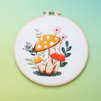 Kit DIY XIXI dengan Kain Dasar Katun, Benang, dan Alat Punch Needle untuk Sulaman Mudah Bertema Bunga untuk Dekorasi Rumah