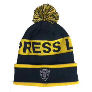 Handcrafted <strong>Men</strong> <strong>s</strong> Knit Pom Cuffed Logo <strong>Beanie</strong> Custom Jacquard Knitted Winter <strong>Hat</strong> With Pom Pom - Product Image 1