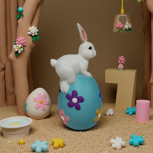 ของตกแต่งสวนกลางแจ้งรูปสัตว์สมัยใหม่ งานฝีมือพลาสติกสร้างสรรค์ รูปปั้นกระต่าย - Product Image 2