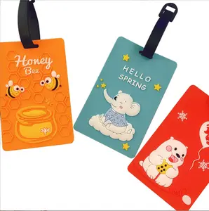2024 New Style Personalised pvc soft rubber silicone travel airplane luggage tags custom logo for bag suitcase name sticker