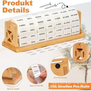 Estante para etiquetas de madera maciza, soporte para rollo de etiquetas, organizador de escritorio, color natural, 28,5x9x8cm - Product Image 2