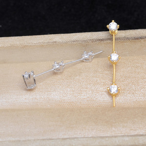 Wenchi S925 <b>Silver</b> DIY Pearl Jewelry Accessory 3mm Size 8-10mm Pendant 13532 Double-<b>Bead</b> Through-Hole Empty Base 3-<b>Bead</b> Style - Product Image 1