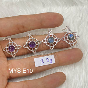 Pendiente de piedras preciosas hecho a mano de alta calidad en Plata de Ley 925 Joyería FINA ORIGINAL Diseño elegante Pendiente de plata al por mayor a granel - Product Image 1