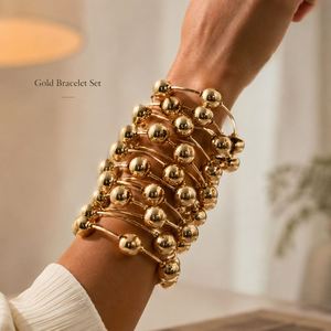 Nouvelle Arrivée Mode Vente en Gros Économique Bracelets Unisexe Élastiques Vintage en Alliage d'Or 18 carats avec Boules Punk et Jonc Massif pour Anniversaire US - Product Image 1