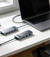 Station d'accueil métallique 10-en-1 USB-C avec VGA 4K 60Hz, PD 100W, Ethernet Gigabit, lecteur de cartes SD/TF et prise audio 3,5 mm pour ordinateur portable