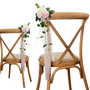 <span class=keywords><strong>Silla</strong></span> de isla crema <span class=keywords><strong>rosa</strong></span> <span class=keywords><strong>fucsia</strong></span> prefabricada, banda <span class=keywords><strong>rosa</strong></span>, decoraciones florales para sillas de boda para fiesta de ceremonia de boda - Product Image 4