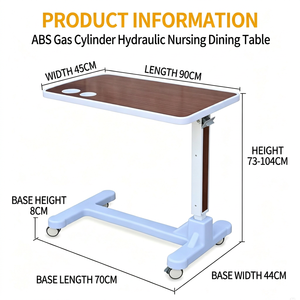 Table de repas mobile réglable en hauteur <span class=keywords><strong>pour</strong></span> patient, avec 4 roulettes pivotantes verrouillables, <span class=keywords><strong>pour</strong></span> lit d'hôpital, usage médical - Product Image 1