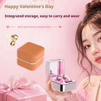 H28 2026 Écouteurs à clip doré rose, miroir de maquillage, lumière douce, charge rapide, légers comme des plumes, étanches IPX4, cadeau tendance pour elle
