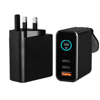 Chargeur mural PD de voyage 100W GaN Ports 2C1A avec écran TFT
