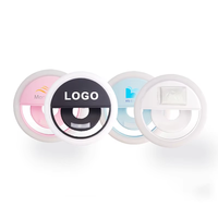 Anneau lumineux LED portable personnalisé avec logo, rechargeable par USB, en ABS, certifié CE/ROHS/MSDS, couleur personnalisée, pour téléphone portable, vente en gros