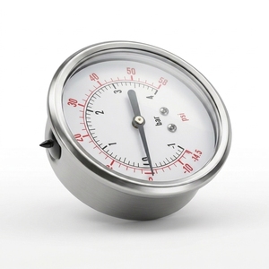 Manomètre en acier inoxydable 1/4 po à raccordement arrière pour l'azote, l'hélium, l'ammoniac, l'argon, l'oxygène - pour la surveillance de divers gaz - Product Image 1