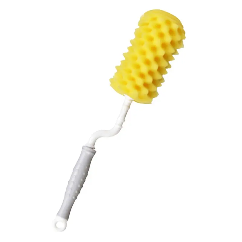 Good Quality High Grade Baby Products Baby Accessories Rotating Baby Feeding Bottle Brush Cleaning Brushes Sponge Yellow