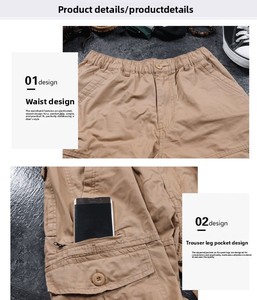 Pantalones Cortos Casuales de Algodón con Múltiples Bolsillos para <span class=keywords><strong>Hombre</strong></span>, Pantalones Cargo Tácticos para Caza, Senderismo, Escalada, Safari - Product Image 5