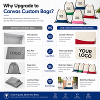 Sac à dos en toile de coton personnalisé avec cordon de serrage, résistant à la poussière, durable, recyclable, avec logo