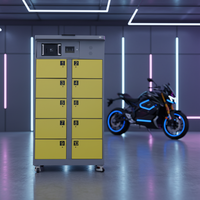 Estación de intercambio de baterías de litio para bicicletas eléctricas ESINO de alto rendimiento con 10 ranuras, protección de seguridad BMS, ruedas móviles y acceso QR.
