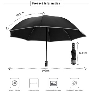 Double Layer LED Reflective 3 Folding Umbrella Full UV Sun Protection Compact Sunshade Rain Umbrella for Outdoor - Product Image 4