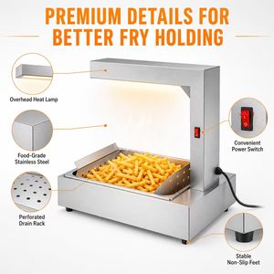 Pemanas Kentang Goreng Stainless Steel Komersial untuk Meja, Kontrol Suhu Otomatis, Hemat Energi A++ - Product Image 5