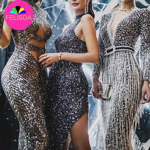 Longue <span class=keywords><strong>robe</strong></span> pailletée pour femmes gland robes florales étincelantes femmes invité de <span class=keywords><strong>mariage</strong></span> cocktail à franges élégante fête nuit <span class=keywords><strong>robe</strong></span> Sexy - Product Image 1