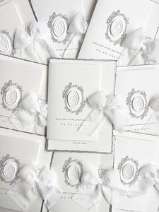 Invitations de mariage de luxe faites à la main en papier coton à bords festonnés, thème <span class=keywords><strong>rose</strong></span>, avec sceau de cire <span class=keywords><strong>et</strong></span> ruban de soie - Product Image 5