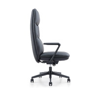 Chaise de bureau pivotante ergonomique moderne à dossier haut en PU avec accoudoirs fixes